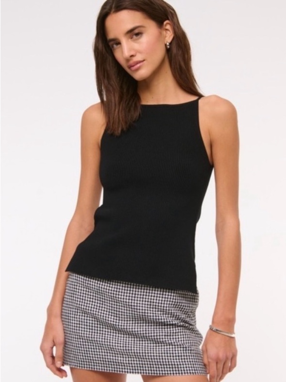 Abercrombie Linen Gingham Mini Skort